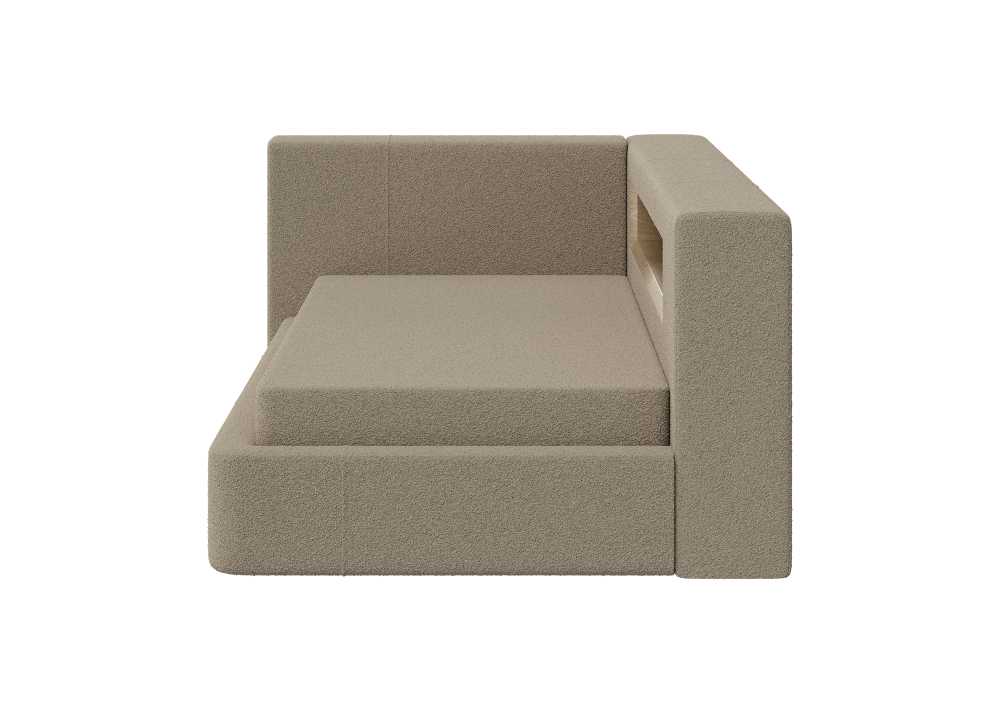 Диван-кровать Cube c нишей L (бежевый, букле)