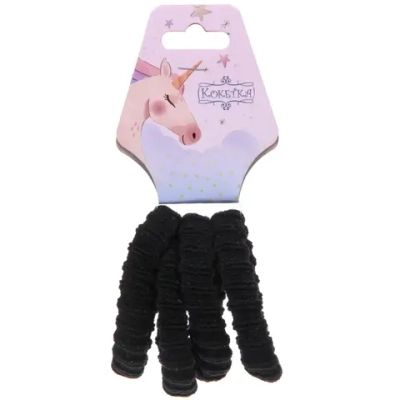 Резинки для волос 4шт «Raili fashion», цвет черный, d-5см (подвес единорог)