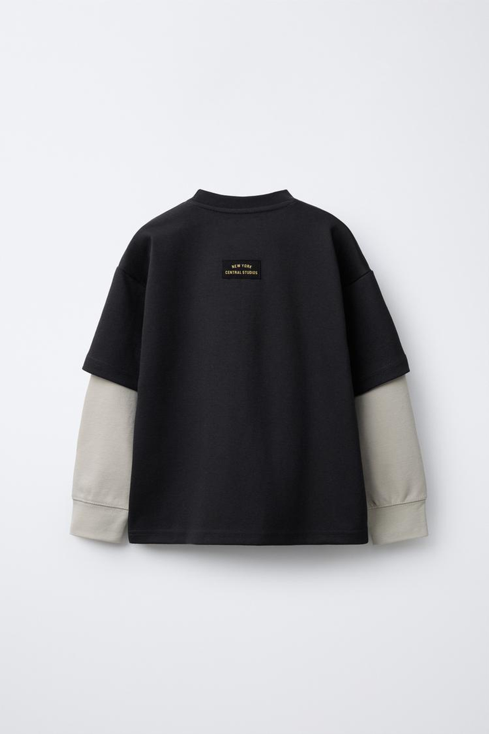 ZARA ТОЛСТОВКА С ДВОЙНЫМИ РУКАВАМИ В СТИЛЕ ПРЕППИ, ТЕМНЫЙ АНТРАЦИТ