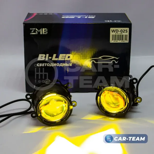 Противотуманные фары (ПТФ) "ZMB" WD-025 лазерные с Bi-LED модулем на Лада Веста, Гранта FL, Нива Урбан, X-Ray, Renault, Nissan, Ford, Opel, Mitsubishi - желтый/белый свет