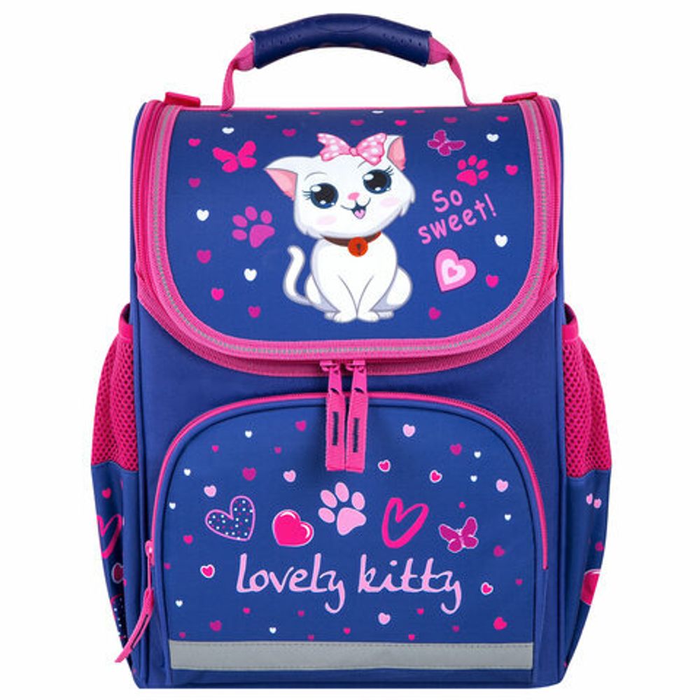Ранец ПИФАГОР BASIC, 1 отделение, 3 кармана, эргономичная спинка, "Positive kitty", 35х28х18 см, 271369