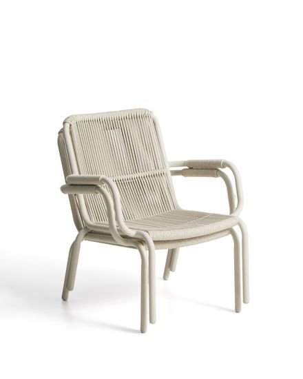 Улчное кресло Salis из алюминия цвета таупе и веревки