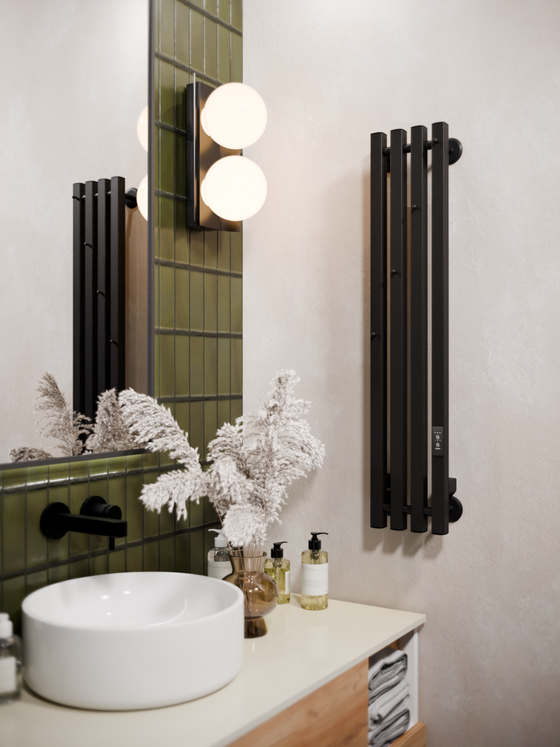 Полотенцесушитель электрический черный вертикальный Marco PRO 4 90 x 18