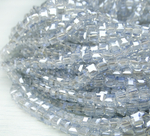 БВ029ДД4 Хрустальные бусины квадратные, цвет: серый AB прозрачный, 4 мм, кол-во: 44-45 шт.