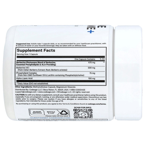 Codeage, берберин и фитосома+, 60 вегетарианских капсул