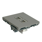 Розетка компьютерная 2-местная RJ-45 (механизм), STEKKER, серия Эмили, RST00-5111-10, платиново-серый, soft touch 49952