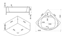 Акриловая ванна Bas (Бас) Хатива 143х143, с каркасом
