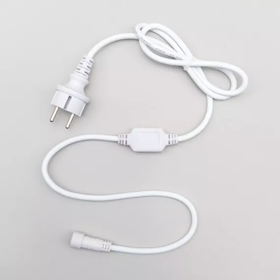 Кабель питания 1,5 м. с выпрямителем для каучуковых и ПВХ 220В., провод белый Каучук, IP65, LTC (LLC-8-3A)