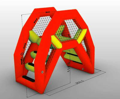 Надувная мини-лестница для бассейна из ПВХ, красный, 2,6*1,4*2,4 м