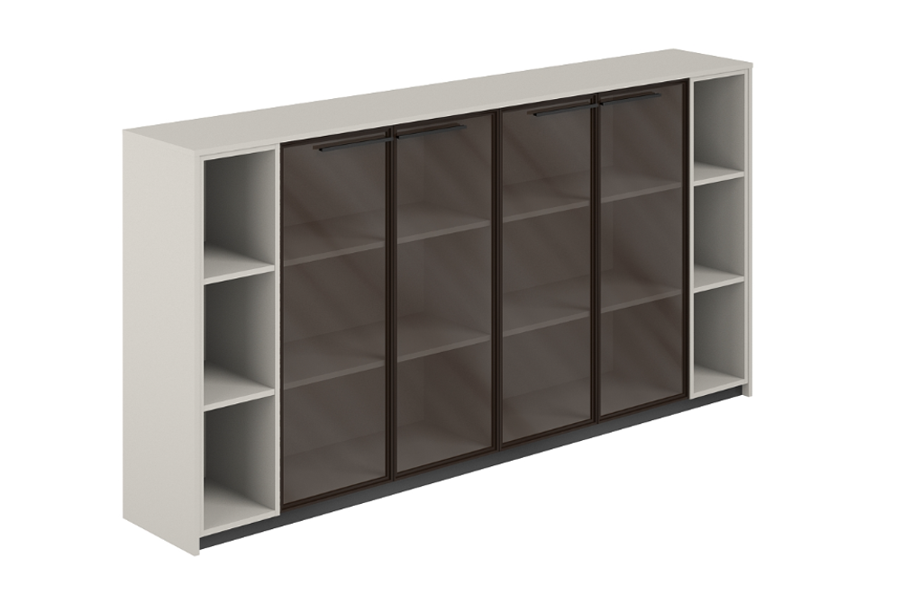 Шкаф средний с дверьми со стеклом с 2-мя стеллажами RF.405.PG.CHBZ.PG REEF (РИФФ)