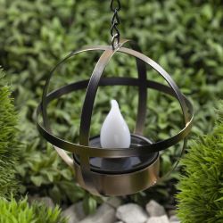 Светильник уличный ЭРА ERASFM-02 садовый на солнечной батарее Лофт подвесной на цепи металл 28 см | Садовые декоративные светильники