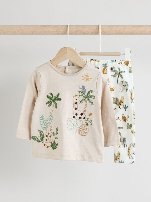 Лонгслив и легинсы в комплекте для малышей Next E48-221, Бежевый, Белый