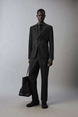 ZARA КОСТЮМНЫЕ БРЮКИ В КЛЕТКУ ИЗ РЕЛЬЕФНОЙ ТКАНИ, АНТРАЦИТОВО-СЕРЫЙ