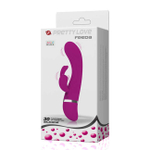 Изогнутый G-стимулятор с клиторальным вибратором FREDA (30 режимов) (Цвет: фуксия с белым)