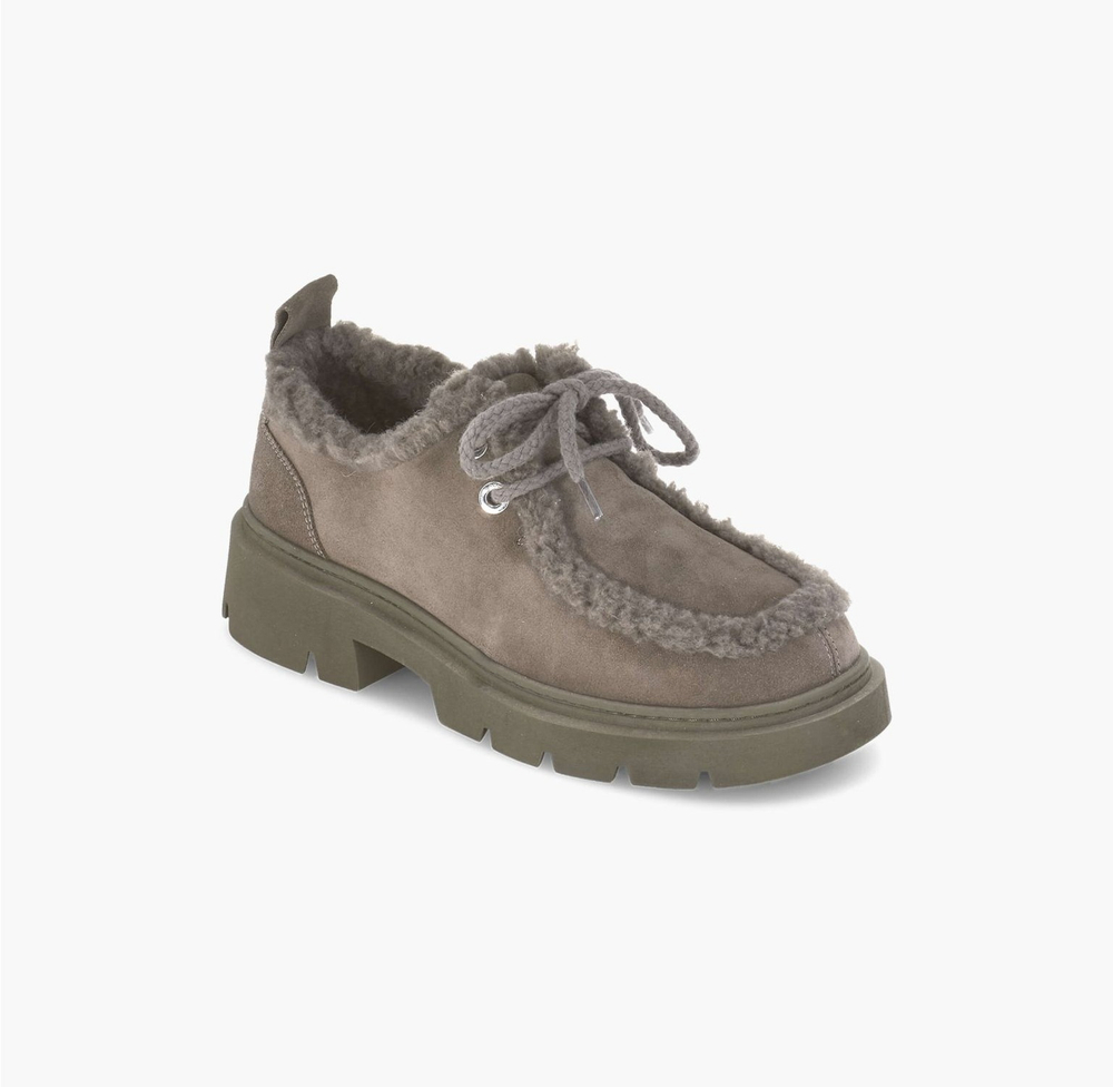 Замшевые полуботинки INUIKII Mocabee curly taupe на меху