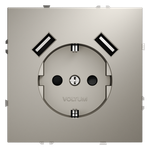 Розетка встраиваемая VOLTUM S70 с заземлением и защитными шторками, 16А, с USB, A+A, (кашемир)