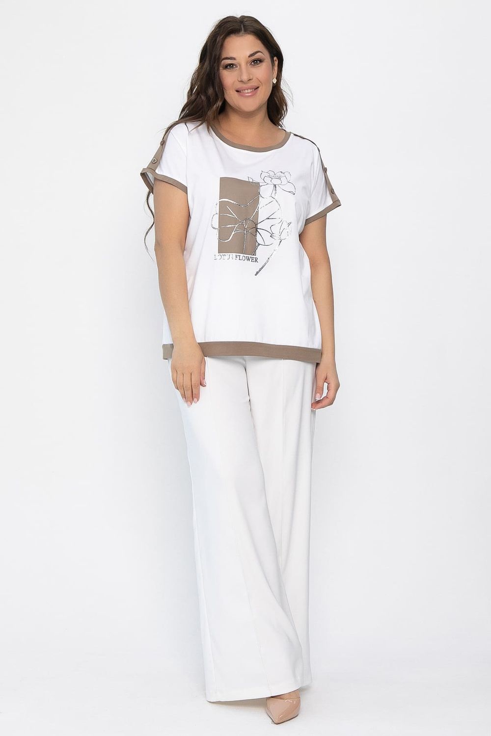 Блуза Чарли (бело-коричневая) Б13801-20М LT Collection