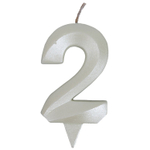 Свечи-цифры «Грань» в цвете белый жемчуг 7 см, 1 шт.