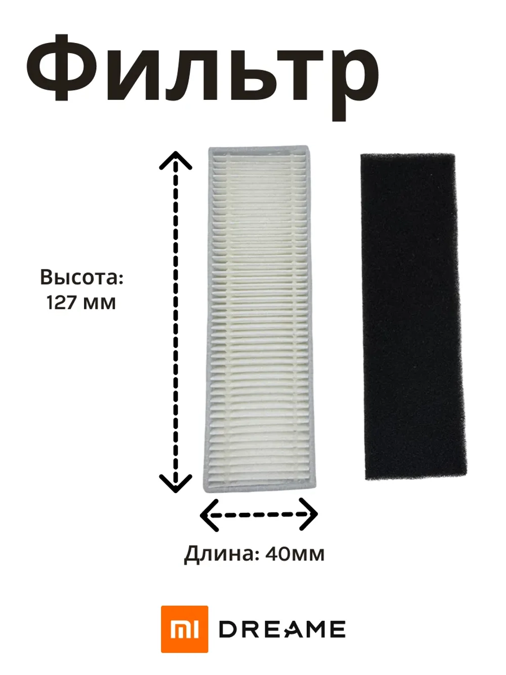 Комплект сменных фильтров для роботов-пылесосов Xiaomi Mijia G1, Vacuum-Mop Essential G1, MJSTG1, Vacuum-Mop Essential, SKV4136GL (В наборе НЕРА-фильтр + губчатый фильтр) 11166