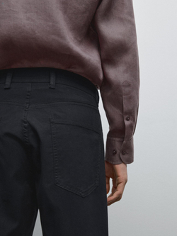 Massimo Dutti Облегающие брюки из легкого фактурного денима, темно-синий