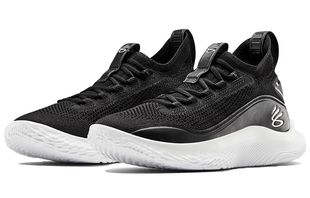 Under Armour Curry 8 Curry 8 shock absorption mid-cut actual combat basketball shoes for men and women the same style black