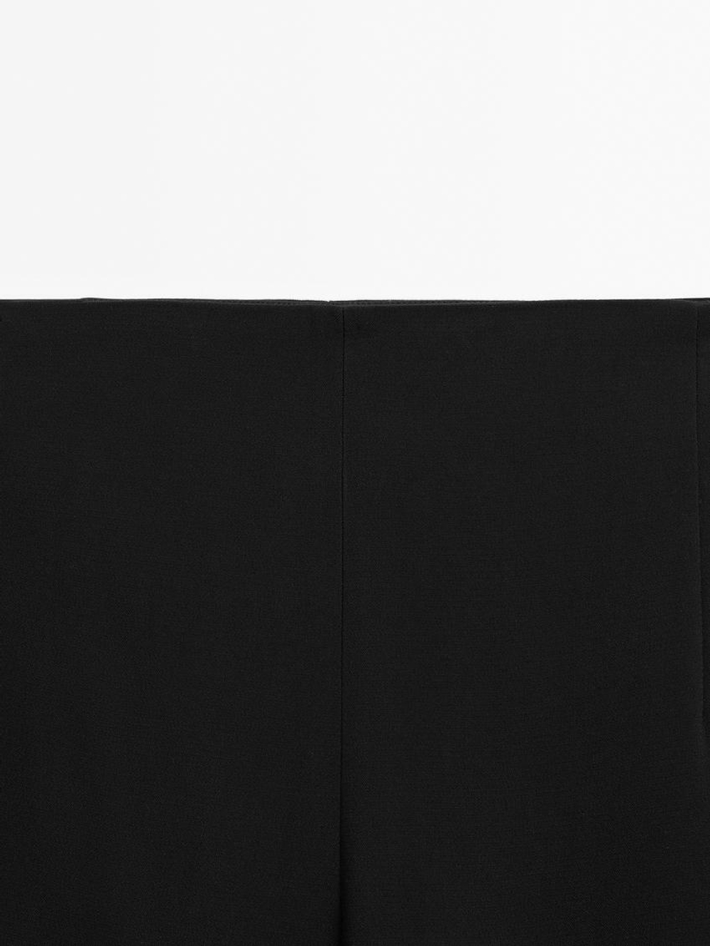 Massimo Dutti Брюки из крепа с защипами, черный