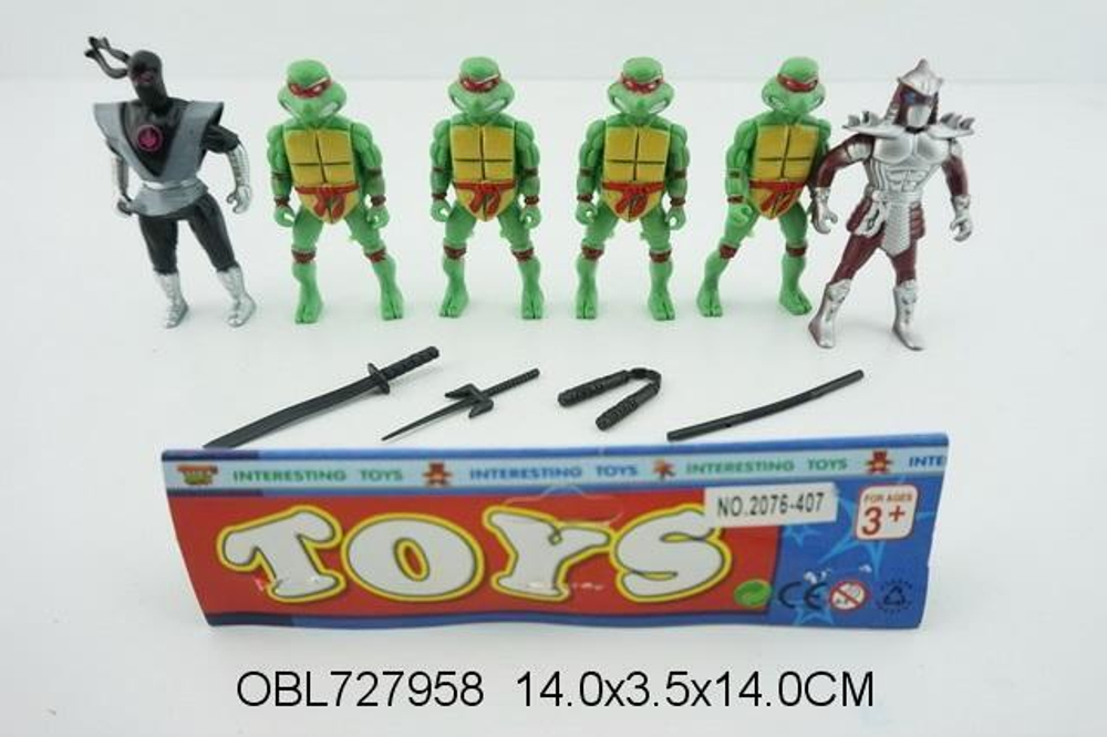 Набор фигурок Черепахи 6шт, пакет 2076-407