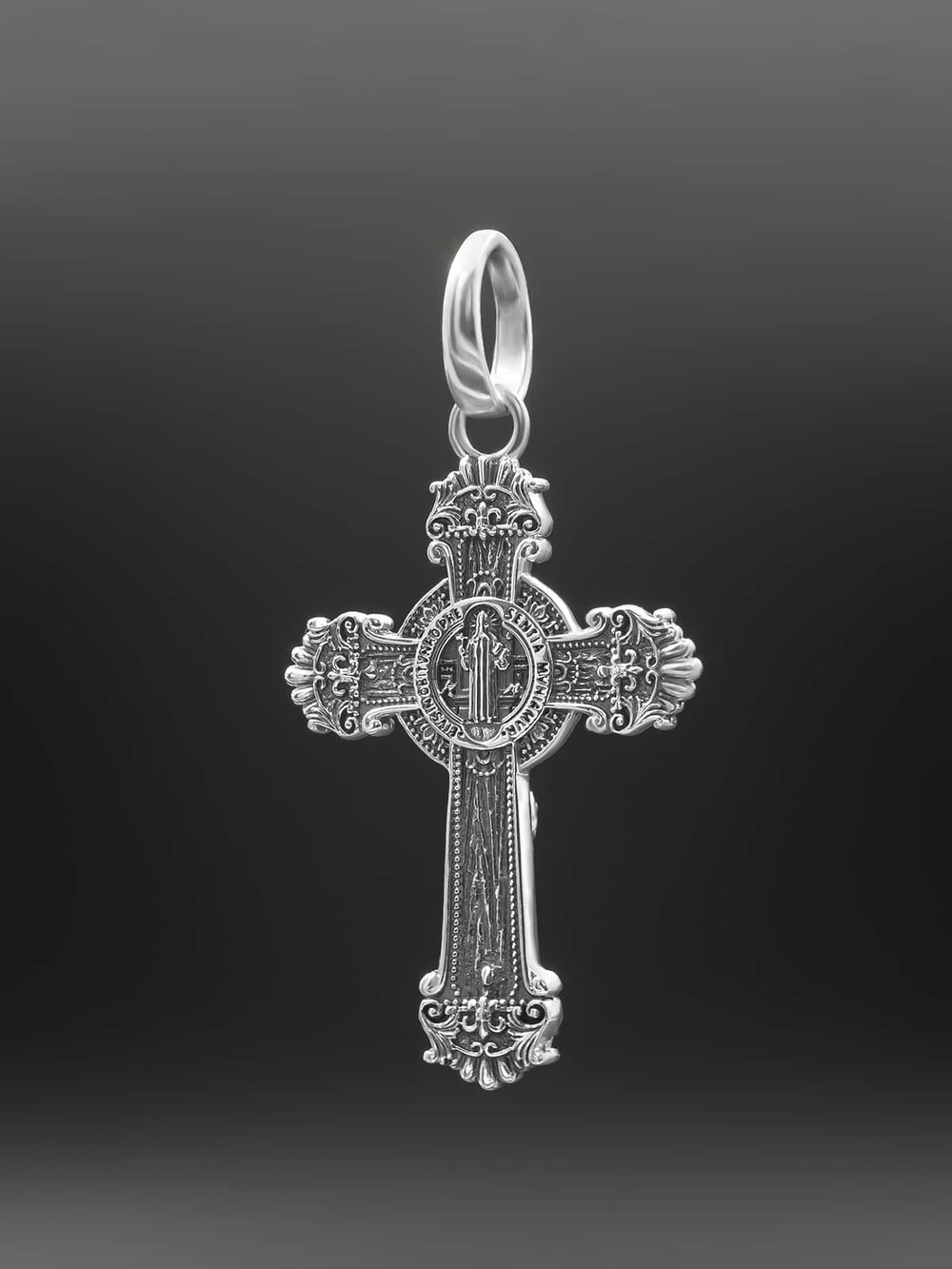Подвеска крест "Католический" из серебра с распятием