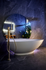 Cмеситель для ванны Gessi Anello, напольный, с душевой лейкой, встраиваемый, цвет Warm Bronze Brushed PVD