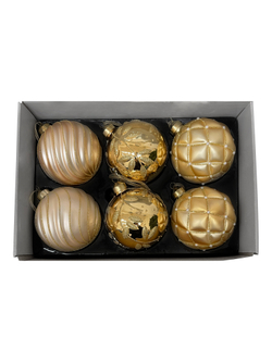 Набор шаров 10см 6шт ChristmasDeLuxe шампань/золото