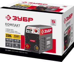 ЗУБР ММА, 220 А, КОМПАКТ, сварочный аппарат инверторный, макс. электрод Ø 5.0 мм (СА-220К)