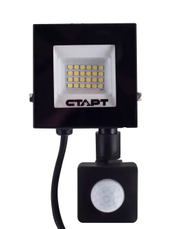 Прожектор с датчиком движения уличный 20ВТ светодиодный влагозащищенный СТАРТ, холодный белый свет