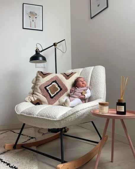 Кресло-качалка Marline, белое букле