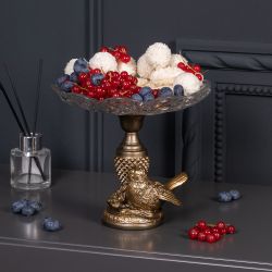 Фруктовница-конфетница Терра Сонг со стеклянной чашей Бронза