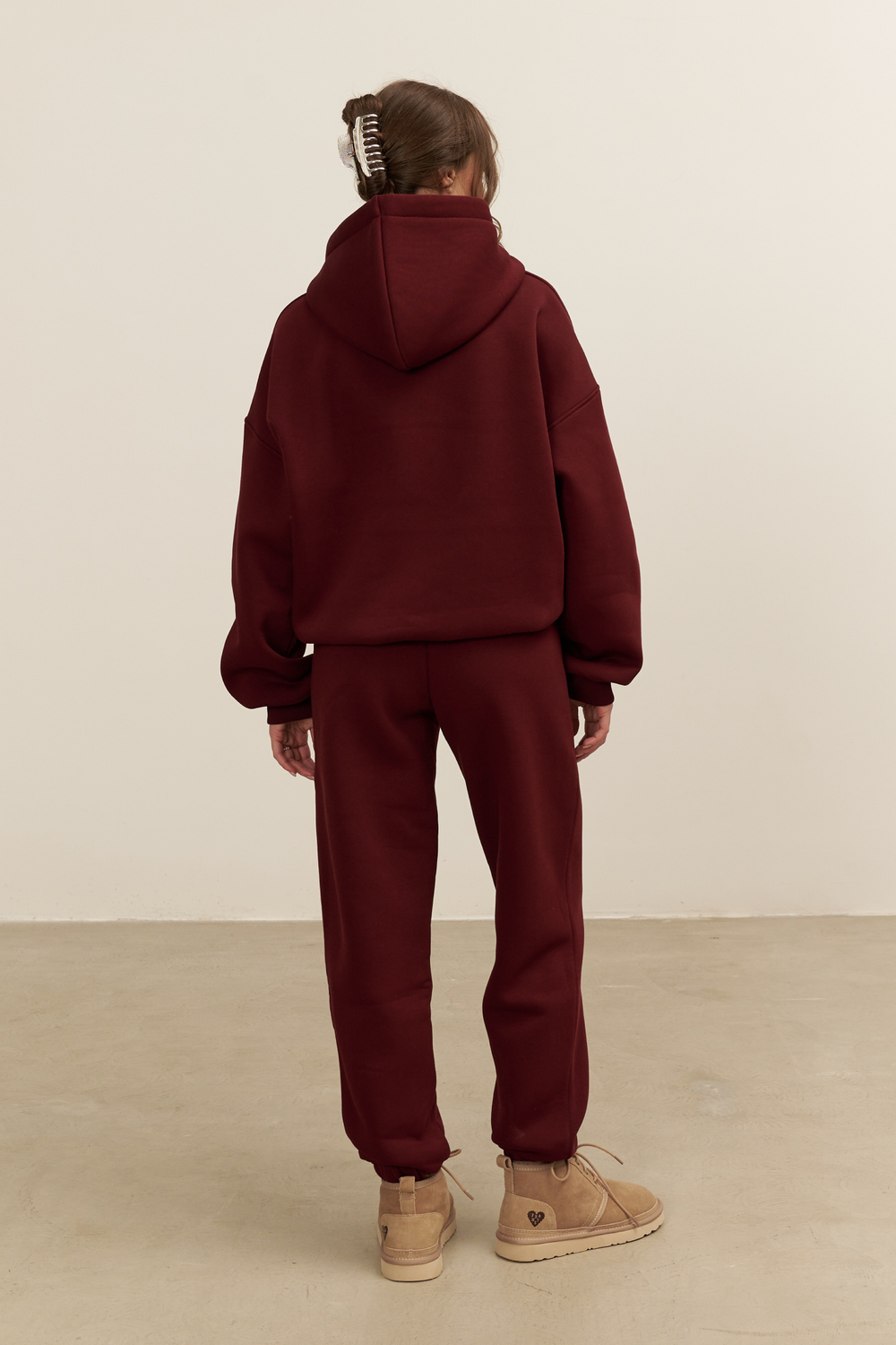 Джоггеры OVERSIZE, с начесом, бордовые