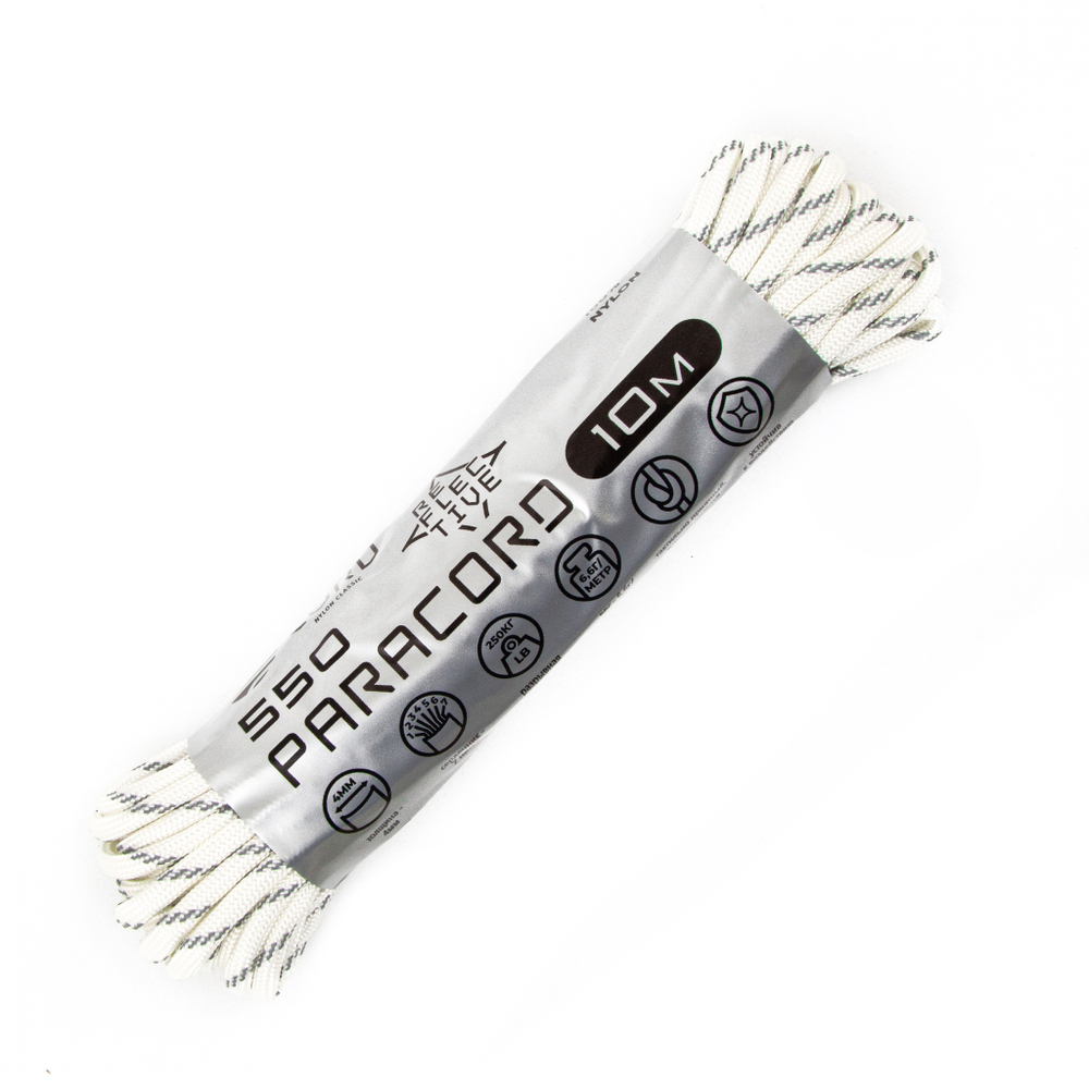 Паракорд световозвращающий 550 CORD 10м white