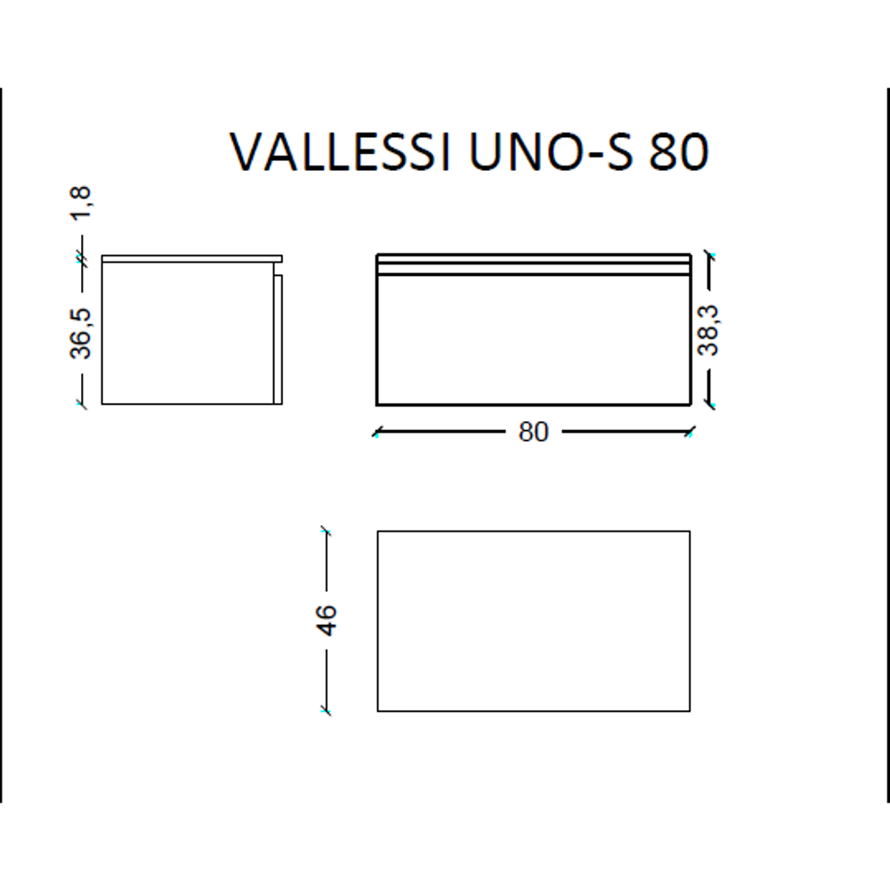 Тумба Armadi Art Flat Valessi Uno-S 80 897-080-A mat, антрацит матовый