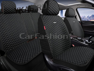 Накидки сидений ПОЛНЫЙ CarFashion (кт) -«RANCHO PLUS» 27356 -ЛЕН черный/черный/серый