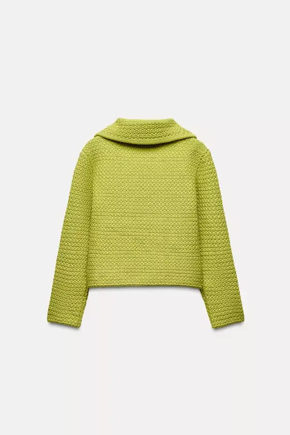 ZARA КАРДИГАН КРУПНОЙ ВЯЗКИ С КРУГЛЫМ ВОРОТНИКОМ, ЛАЙМОВЫЙ