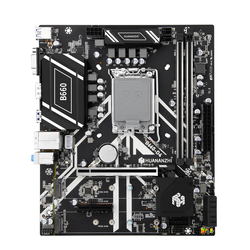 Материнская плата HUANANZHI B660-D4, Socket1700, mATX, Retail, 2xDDR4, PCIe5.0, 2xM.2, GLAN, 4xUSB2, 6xUSB3, VGA, HDMI, DP (HNZ-B660-D4)