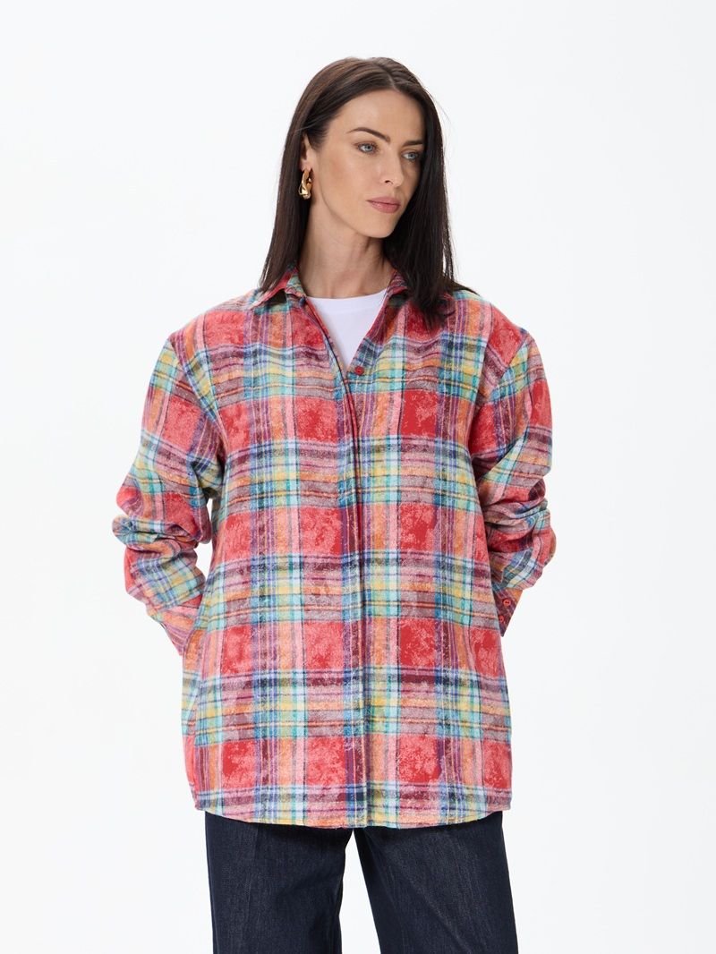 Рубашка Хельсинки удлиненная винтаж клетка