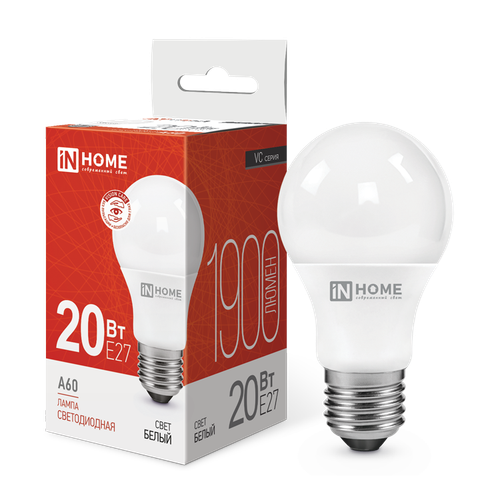 Светодиодная лампа A60 20Вт 230В 4000К Е27 1800Лм IN HOME