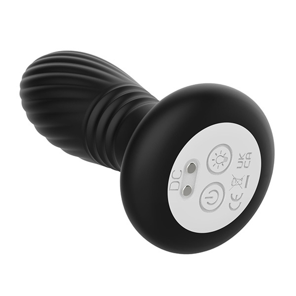 Черная анальная пробка 11,9см с вибрацией и LED-подсветкой Secwell Plug SW3023