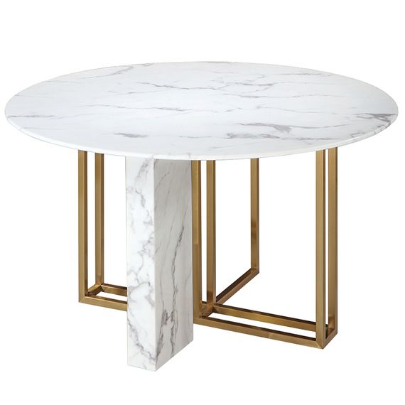 Стол Marble Cross Round, Ø130 см, белый керамогранит