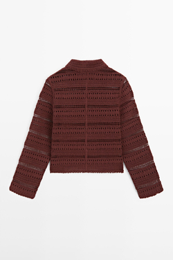 Massimo Dutti Короткая куртка из хлопка кроше, черепичный