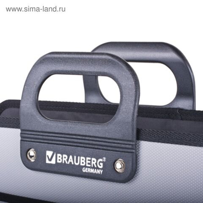 Портфель пластиковый А4 BRAUBERG Премьер , 390 х 315 х 120 мм, 3 отделения, на молнии, серый