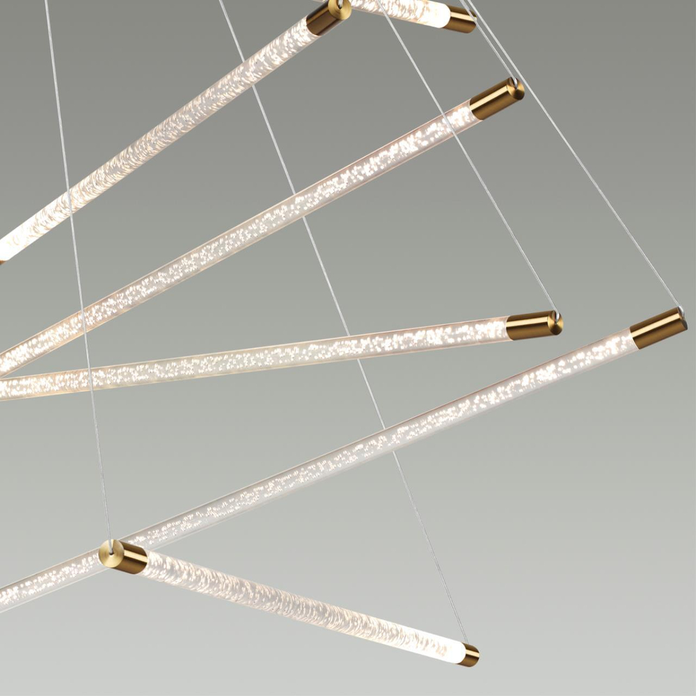 4369/80L HIGHTECH ODL23 267 полированное золото/акрил с пузырьками Подвесной св-к IP20 LED 64W 3000K SPARKY