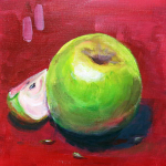 Картина "Айва", натюрморт. 30 см на 30 см. Акрил на картоне. Авторская живопись, оригинал.