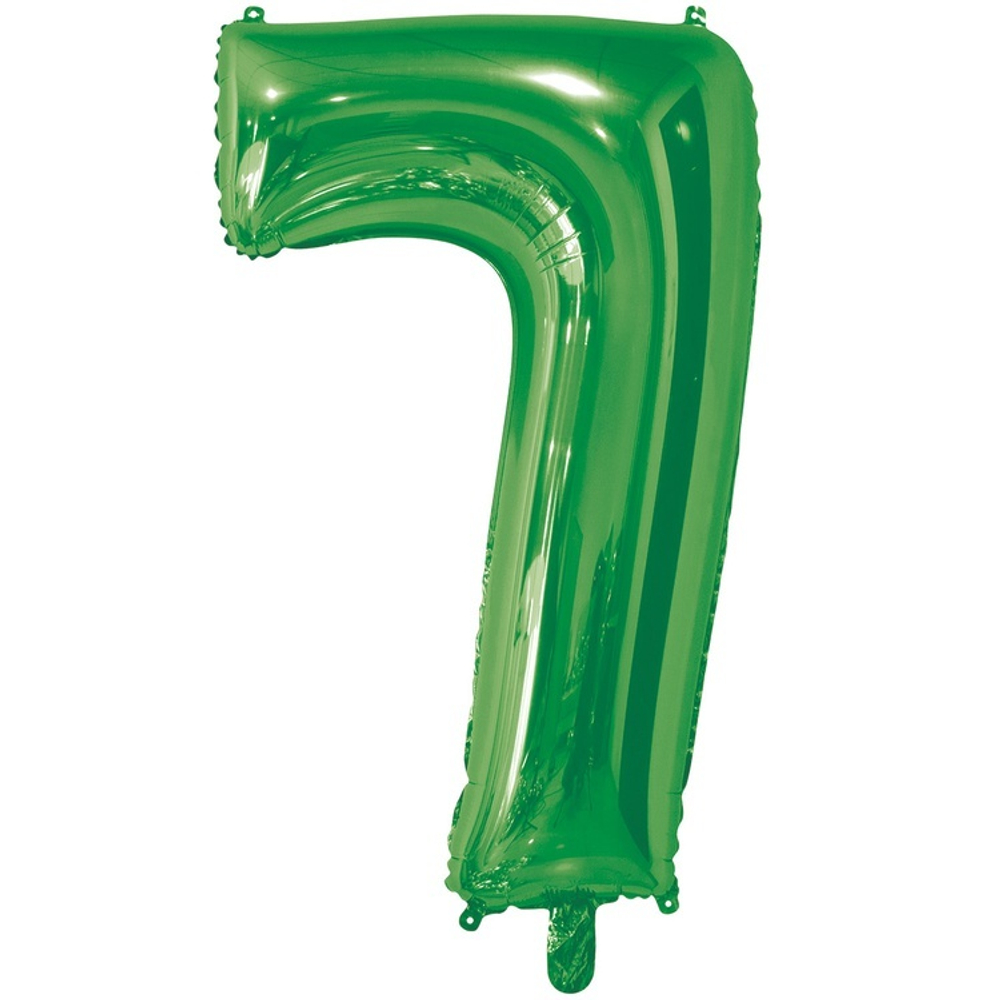Цифра зеленая 7 с гелием 65 см