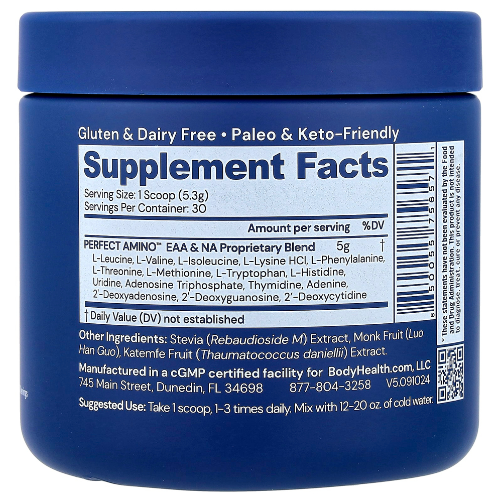 BodyHealth, Perfect Amino ™, без добавок, 159 г (5,61 унции)